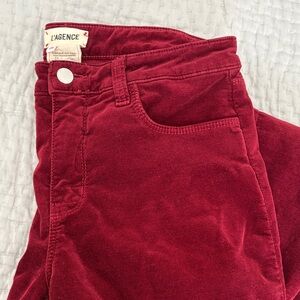 L'AGENCE Women’s Dark Red Velvet Jeans